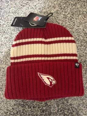 47 Brand Arizona Cardinals Red and Cream Striped Cuffed Beanie